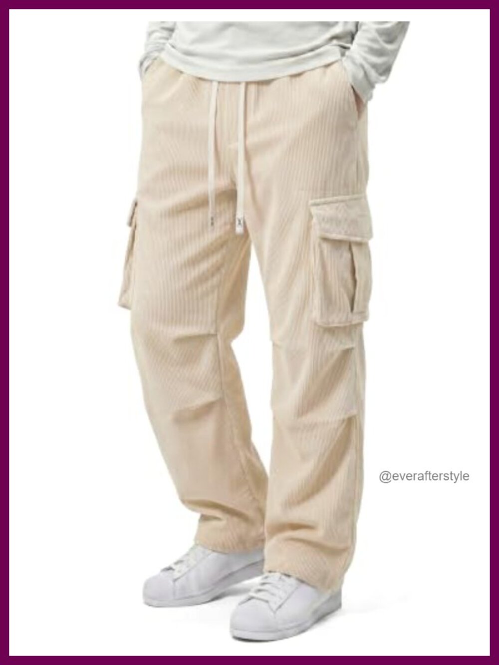 Mens Corduroy Cargo Joggers Baggy Tapered Sweatpants Loose Fit
